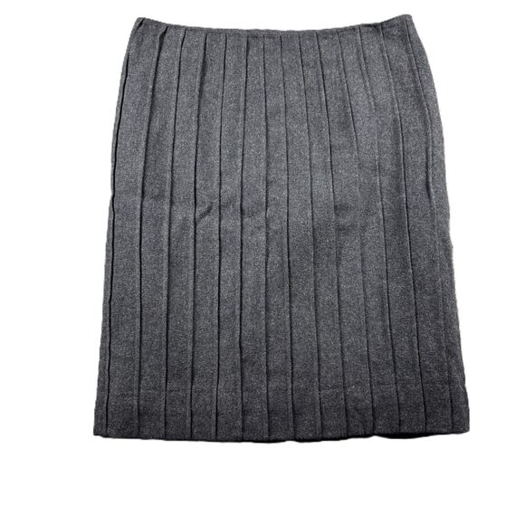 Philosophy di Alberta Ferretti Wool Skirt Pintuck Pencil Preppy Gray Size 8 I135 - Picture 1 of 7